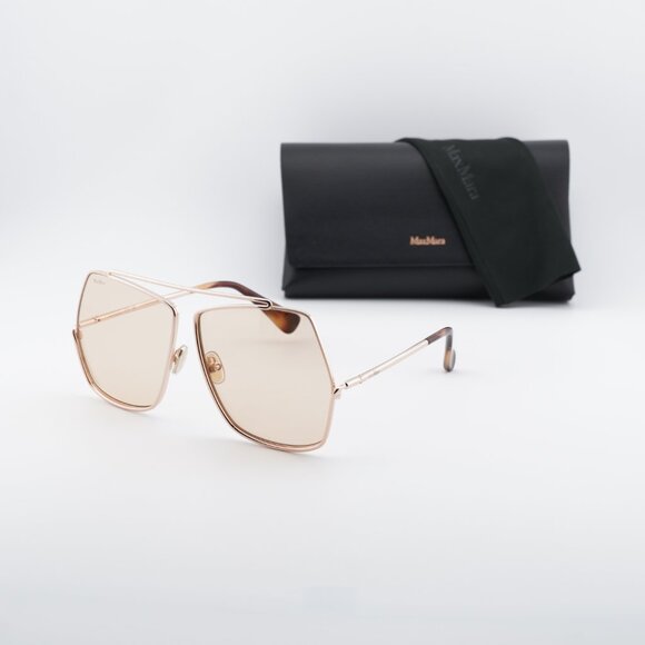 Max Mara Elsa MM0006 28E Geometric Sunglasses - Shiny Rose Gold/Brown main image 6